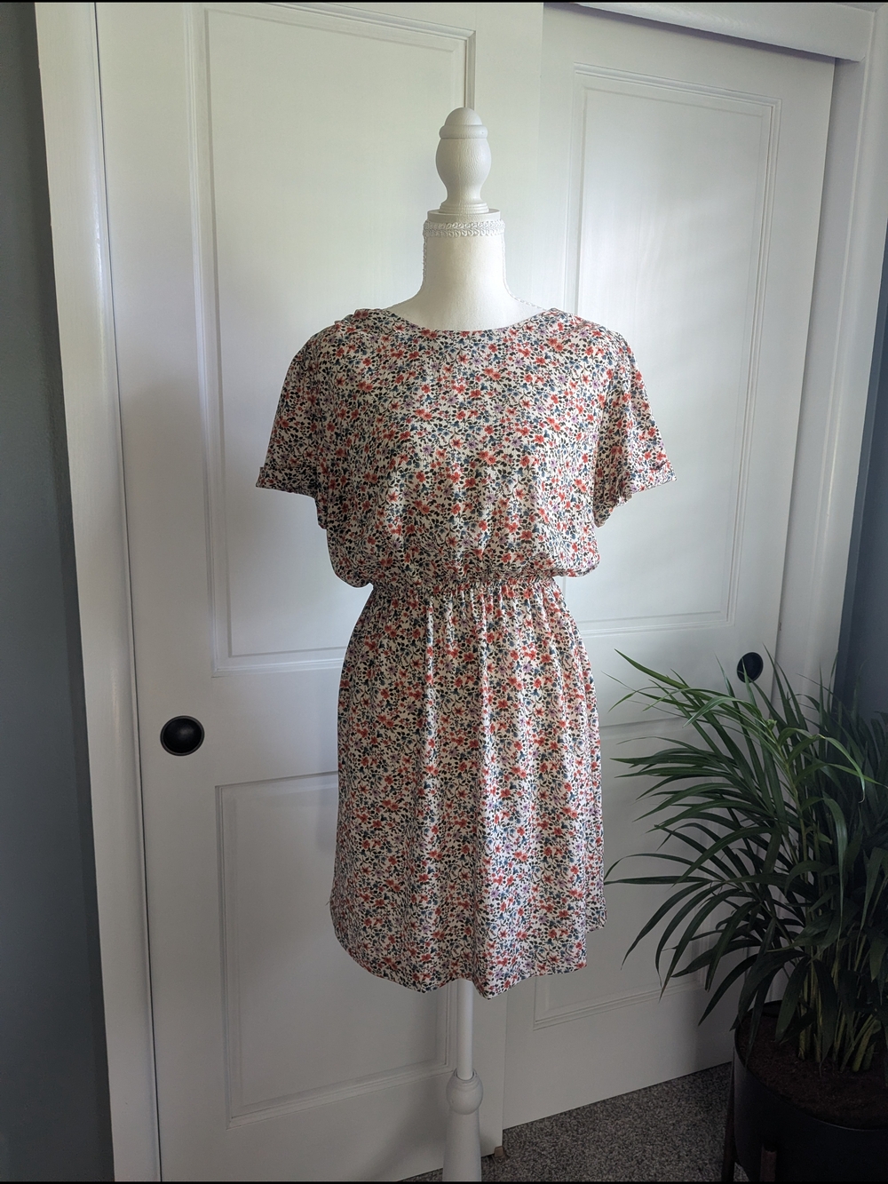 Christy Dawn Deadstock Floral Short Sleeve Elastic Waist Dress